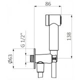 Bidet doucheset inclusief houder met waterinlaat en doucheslang kunststof 120cm zilver glad