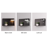 Wandlamp met draaibare LED verlichting, planchet en usb aansluiting zwart rechts